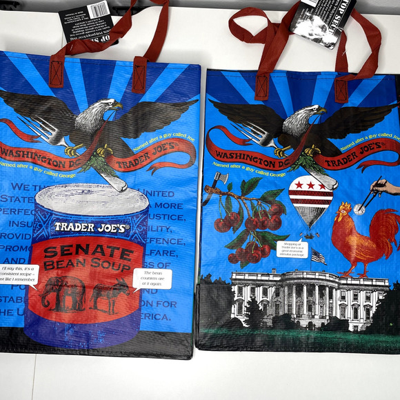 Lot 5x Trader Joe’s Washington DC Tote Bag Eco Reusable Shopper USA White House - Picture 2 of 8
